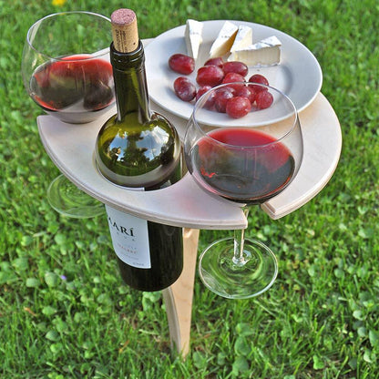 Outdoor Wine Table - Wooden Folding Natural And Portable - SKINMOZ MARKET