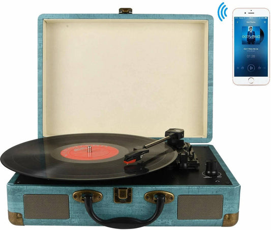 Record Player Vintage 3 Speed Bluetooth Vinyl Turntable