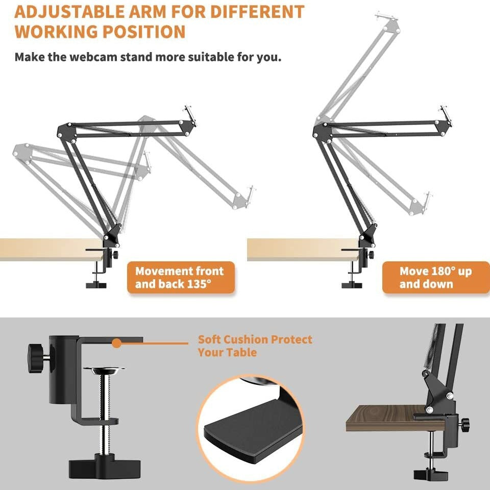 Led Selfie Ring Light Phone Stand Holder With Desktop Folding Arm Circle - SKINMOZ MARKET