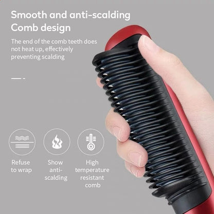 Hair Straightener Brush Electric - Hair Curler, Straightening And Heated Brush - SKINMOZ MARKET