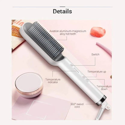 Hair Straightener Brush Electric - Hair Curler, Straightening And Heated Brush - SKINMOZ MARKET