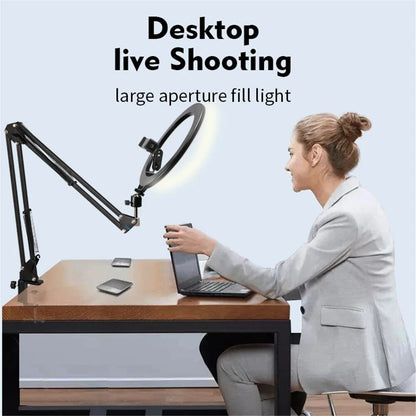 Led Selfie Ring Light Phone Stand Holder With Desktop Folding Arm Circle - SKINMOZ MARKET
