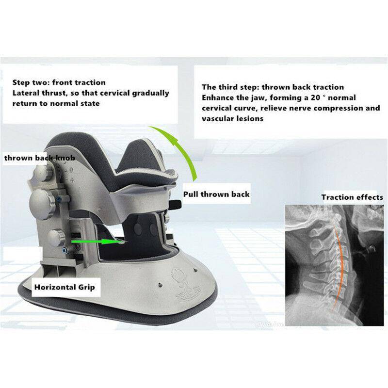 Cervical Neck Traction Device : Neck stretcher Brace Adjustable, Grey - SKINMOZ MARKET