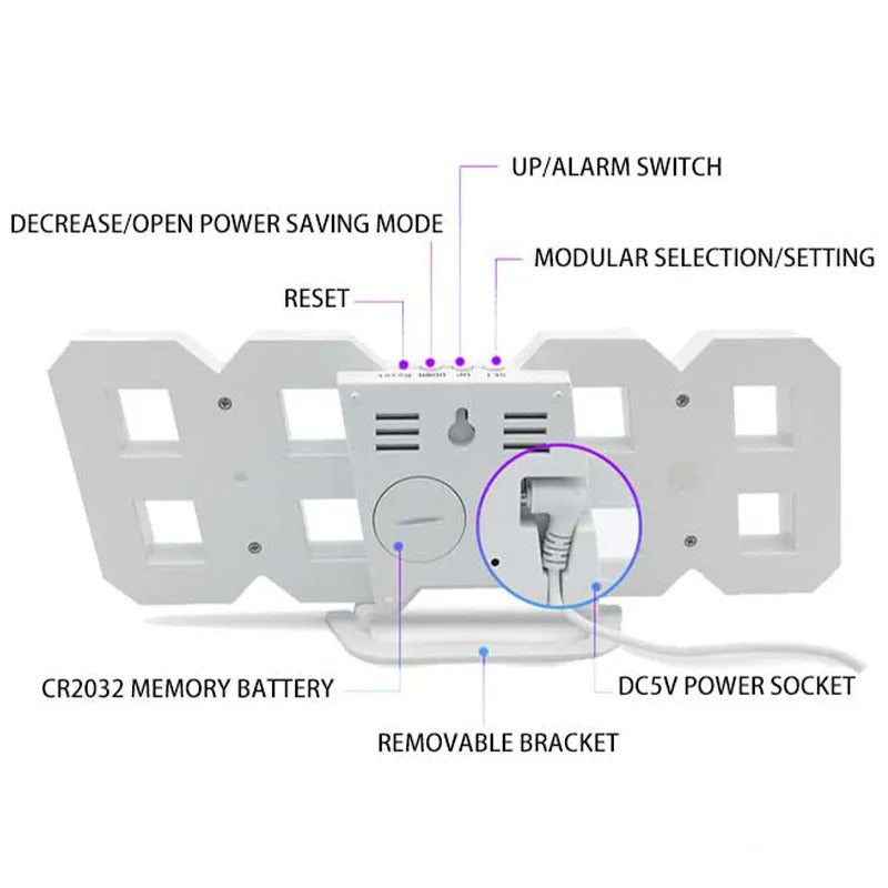3D LED Digital Clock – Time Date & Temp Display for Home or Office